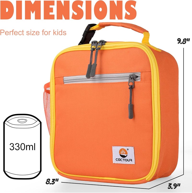 CaCTOUR Lunch Box Kids,Premium Insulated Lunch Bag for Girls Boys,Soft Bag Mini Cooler Back to School Thermal Reusable Lunch Bag for Work School Picnic (Orange) - Image 3